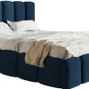 Łóżka Młodzieżowe|Łóżka Ze Stelażem>Riban Granatowe łóżko 140x200 cm tapicerowane z pojemnikiem SALERNO