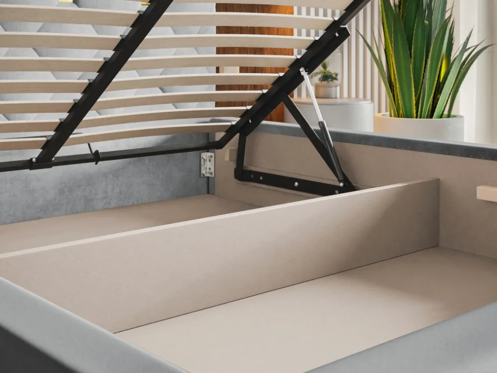 Łóżka Z Zagłówkiem|Łóżka Beżowe>Riban Granatowe łóżko 200x200 cm z pojemnikiem oparciem VIVID