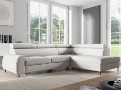 Narożniki></noscript>Meble Grand Granatowy narożnik boucle z funkcją spania do salonu PACE