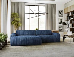 Meble Dla Dzieci|Narożniki></noscript>Polak Meble Granatowy narożnik sztruksowy do salonu SEFO