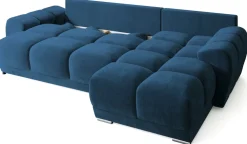 Narożniki>BROMARKT Granatowy narożnik z funkcją spania do salonu NUBES