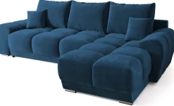 Narożniki></noscript>BROMARKT Granatowy narożnik z funkcją spania do salonu NUBES