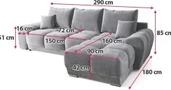 Narożniki></noscript>BROMARKT Granatowy narożnik z funkcją spania do salonu NUBES