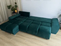 Narożniki></noscript>BROMARKT Granatowy narożnik z funkcją spania do salonu NUBES