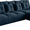 Narożniki>BROMARKT Granatowy narożnik z funkcją spania do salonu RAMIRO welurowy