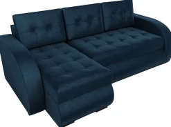 Narożniki>IZABELLA MEBLE Granatowy nowoczesny narożnik do salonu z funkcją spania BERGEN