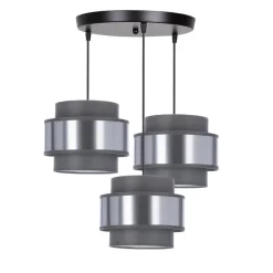 Oświetlenie Przedpokoju|Oświetlenie Jadalni>Candellux Lighting Hare lampa wisząca chromowy talerz 3x60w e27 abażur szary+srebrny