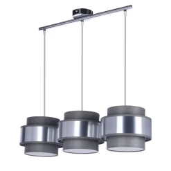 Oświetlenie Przedpokoju|Oświetlenie Jadalni></noscript>Candellux Lighting Hare lampa wisząca chromowy 3x60w e27 abażur szary+srebrny