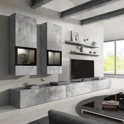 Zestawy Mebli Do Salonu|Meblościanki>Helvetia Industrialna meblościanka do salonu BARRET beton jasny