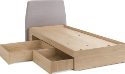 Meble Dla Dzieci|Łóżka Młodzieżowe>MEBLAR Jednoosobowe łóżko 90x200 cm młodzieżowe z pojemnikiem ALDENO dąb baltic dune