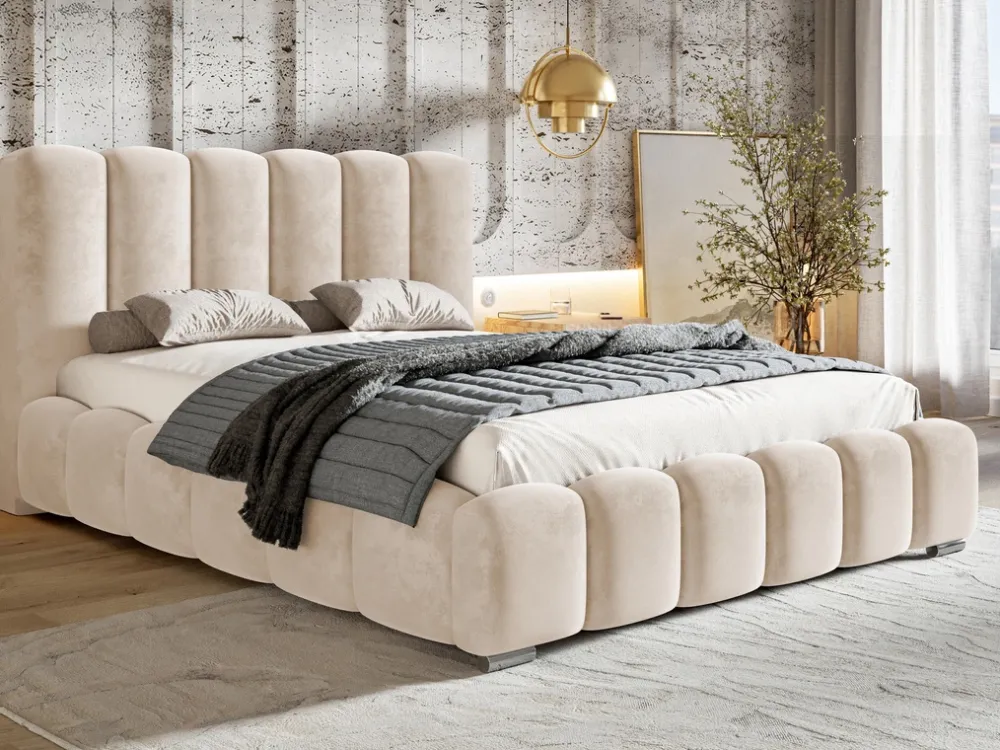 Łóżka Młodzieżowe|Łóżka Dziecięce>Riban Jednoosobowe łózko tapicerowane 90x200 cm z pojemnikiem MEOW