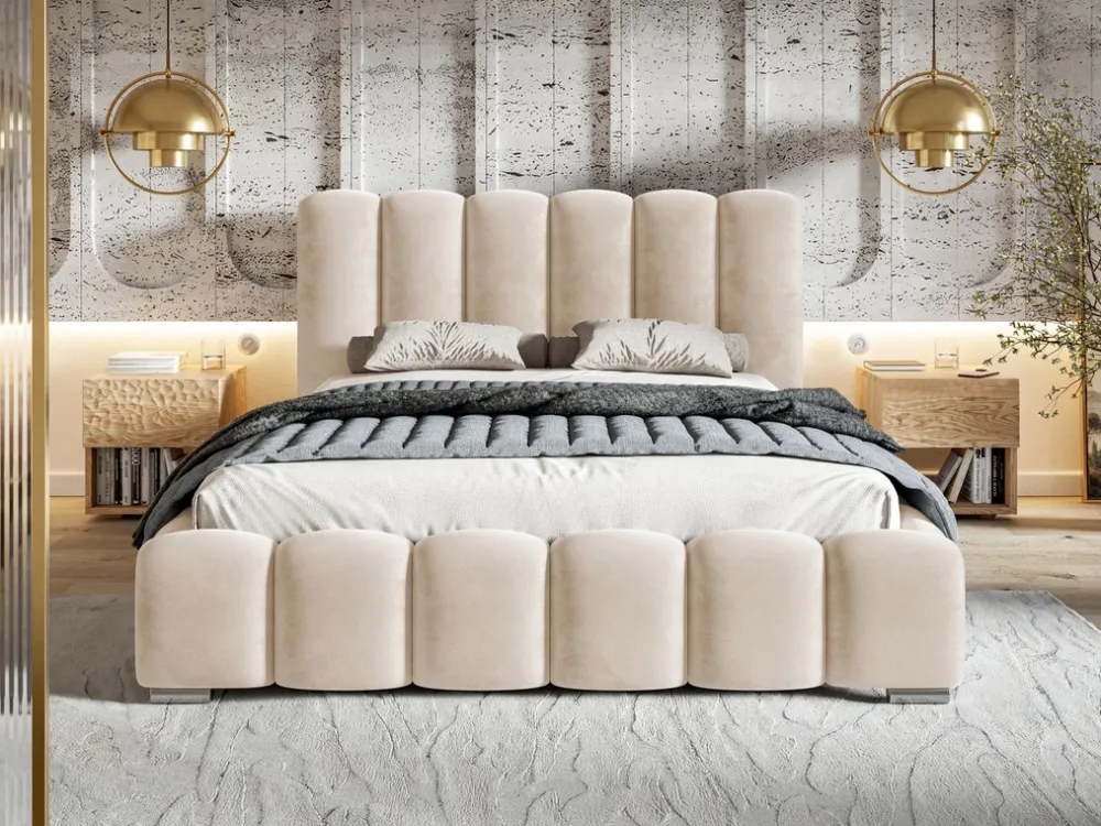 Łóżka Młodzieżowe|Łóżka Dziecięce>Riban Jednoosobowe łózko tapicerowane 90x200 cm z pojemnikiem MEOW