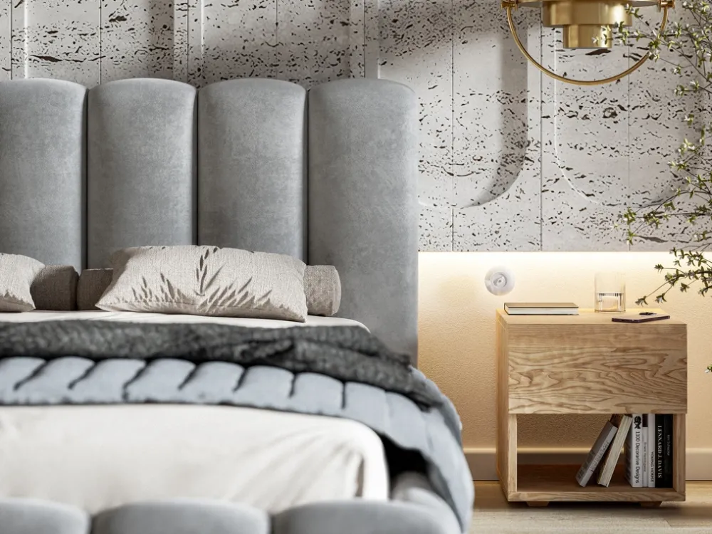 Łóżka Młodzieżowe|Łóżka Dziecięce>Riban Jednoosobowe łózko tapicerowane 90x200 cm z pojemnikiem MEOW