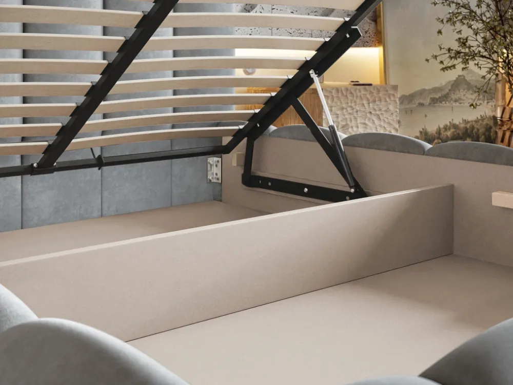 Łóżka Młodzieżowe|Łóżka Dziecięce>Riban Jednoosobowe łózko tapicerowane 90x200 cm z pojemnikiem MEOW