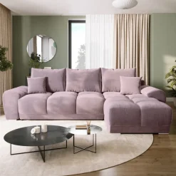 Narożniki></noscript>BROMARKT Kanapa narożna pudrowy róż NUBES