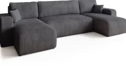 Narożniki></noscript>BROMARKT Kanapa narożna szara z funkcją spania do salonu PUMI U