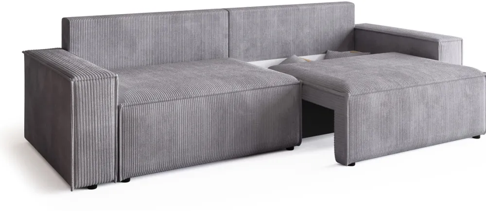 Kanapy I Sofy>BROMARKT Kanapa z funkcją spania i pojemnikiem sztruksowa szara ADI