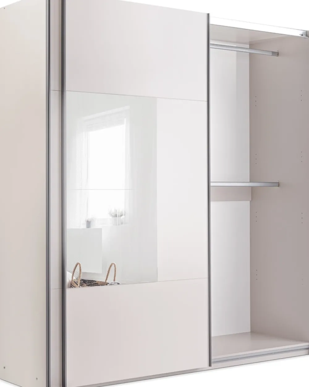 Szafy Dwudrzwiowe|Szafy Do Przedpokoju>Stolar owa duża szafa przesuwna do sypialni z lustrem 250 cm BOLTON kaszmir