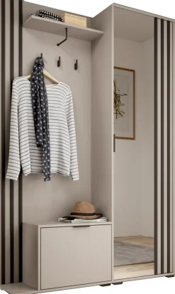 Zestawy Mebli Do Przedpokoju>PIASKI owa garderoba do przedpokoju z lustrem KELLY kaszmir
