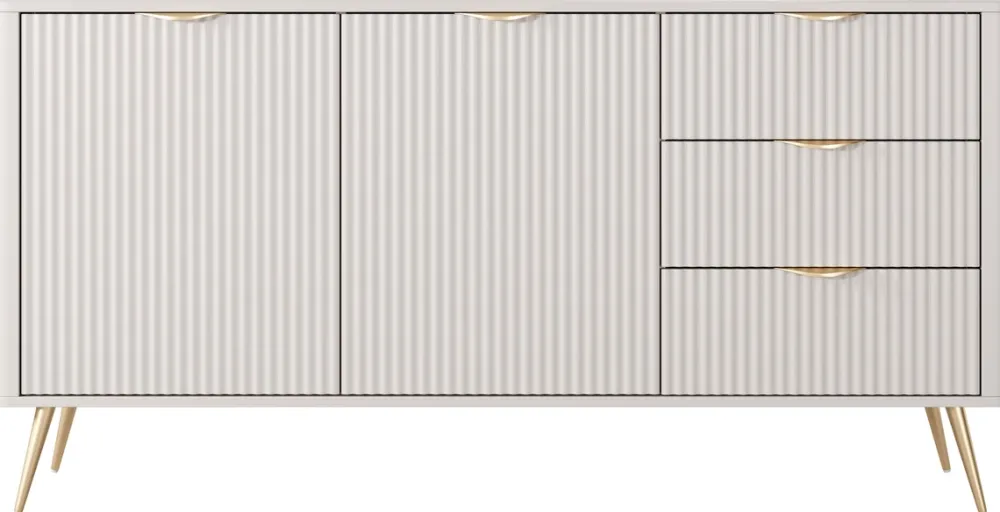 Zestawy Mebli Do Salonu|Komody>LASKI owa komoda 163 cm do salonu LEONTE dwudrzwiowa z szufladami kaszmir