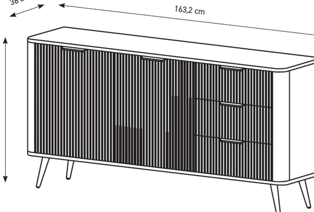 Zestawy Mebli Do Salonu|Komody>LASKI owa komoda 163 cm do salonu LEONTE dwudrzwiowa z szufladami kaszmir