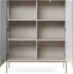 Zestawy Mebli Do Salonu|Witryny>PIASKI Kaszmirowa niska witryna na nóżkach do salonu 104 cm SEWILLA