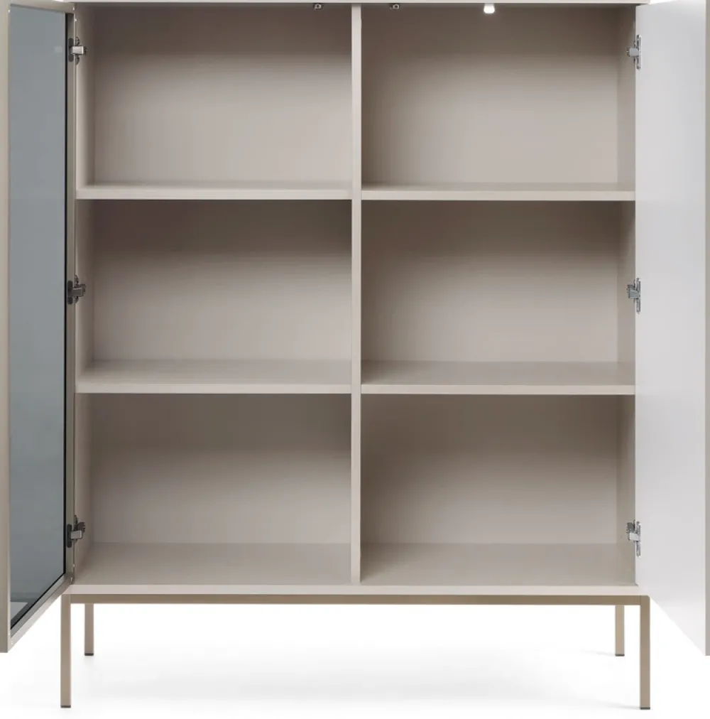 Zestawy Mebli Do Salonu|Witryny>PIASKI Kaszmirowa niska witryna na nóżkach do salonu 104 cm SEWILLA