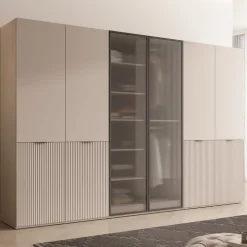 Szafy Modułowe|Szafy Dwudrzwiowe>PIASKI Kaszmirowy zestaw szaf modułowych do sypialni 3x101 cm SIGMA