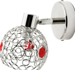 Oświetlenie Przedpokoju|Oświetlenie Sypialni>Candellux Lighting Kinkiet chrom + czerwony lampa spot Aron