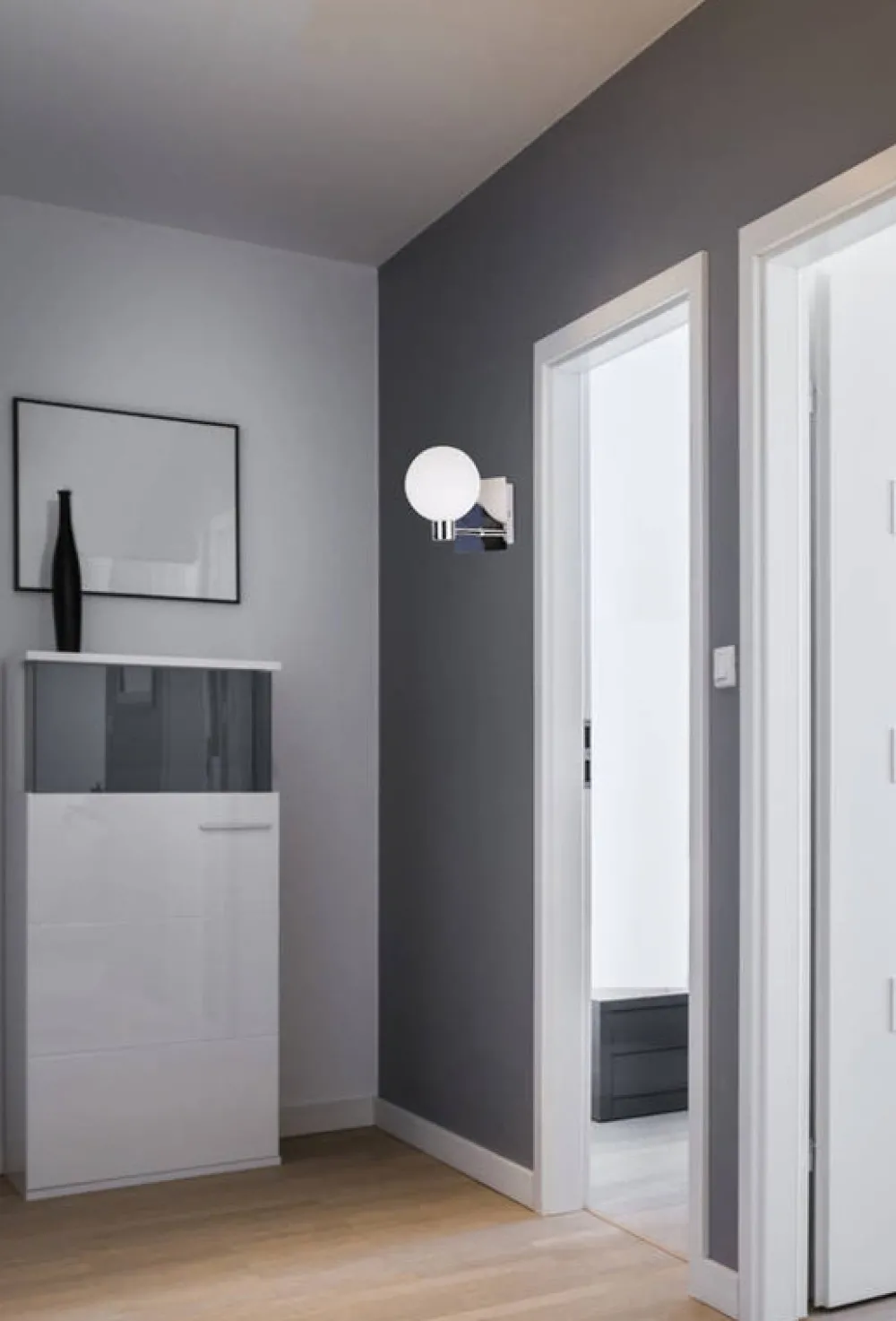 Oświetlenie Jadalni|Oświetlenie Sypialni>Candellux Lighting Kinkiet chromowy biały klosz kula Oden