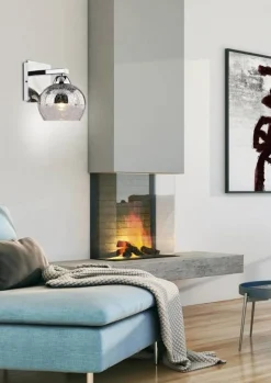 Oświetlenie Przedpokoju|Oświetlenie Jadalni></noscript>Candellux Lighting Kinkiet chromowy szklany klosz lustrzany Cromina