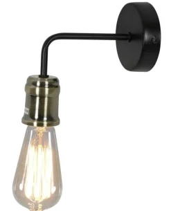 Oświetlenie Sypialni|Oświetlenie Salonu>Candellux Lighting Kinkiet ścienny czarny/patyna + żarówka Goldie