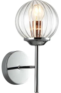 Oświetlenie Przedpokoju|Oświetlenie Jadalni>Candellux Lighting Kinkiet ścienny pojedynczy chromowy szklany klosz Best