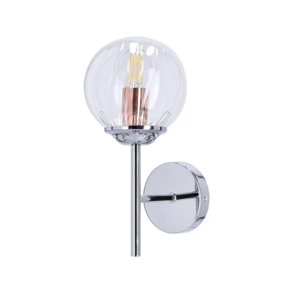 Oświetlenie Przedpokoju|Oświetlenie Jadalni>Candellux Lighting Kinkiet ścienny pojedynczy chromowy szklany klosz Best