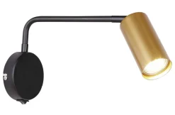 Oświetlenie Pokoju Dziecięcego|Oświetlenie Sypialni></noscript>Candellux Lighting Kinkiet czarno-złoty ruchomy włącznik 1xGU10 Tinia