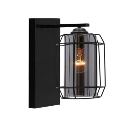 Oświetlenie Jadalni|Oświetlenie Sypialni>Candellux Lighting Kinkiet czarny Jonera 1x40W E27 klosz dymiony