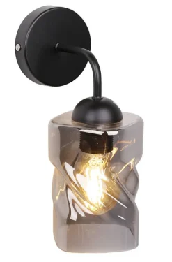 Oświetlenie Sypialni|Oświetlenie Salonu>Candellux Lighting Kinkiet czarny klosz szklany dymiony Felis