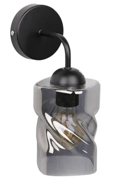 Oświetlenie Sypialni|Oświetlenie Salonu>Candellux Lighting Kinkiet czarny klosz szklany dymiony Felis
