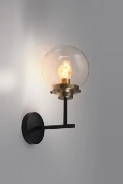 Oświetlenie Przedpokoju|Oświetlenie Jadalni></noscript>Candellux Lighting Kinkiet czarny matowy + patyna E14 szklany klosz Lens