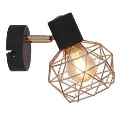 Oświetlenie Przedpokoju|Oświetlenie Jadalni>Candellux Lighting Kinkiet czarny pojedynczy klosz miedziany Acrobat