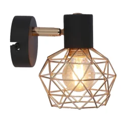 Oświetlenie Przedpokoju|Oświetlenie Jadalni>Candellux Lighting Kinkiet czarny pojedynczy klosz miedziany Acrobat