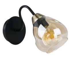 Oświetlenie Jadalni|Oświetlenie Sypialni>Candellux Lighting Kinkiet czarny złoty szklany dymiony 1xE27 Unica