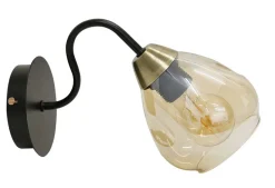 Oświetlenie Jadalni|Oświetlenie Sypialni></noscript>Candellux Lighting Kinkiet czarny złoty szklany dymiony 1xE27 Unica