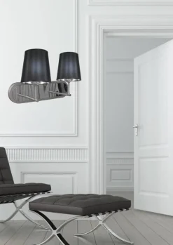 Oświetlenie Przedpokoju|Oświetlenie Sypialni>Candellux Lighting Kinkiet podwójny satynowy czarny abażur 2x60W Milonga