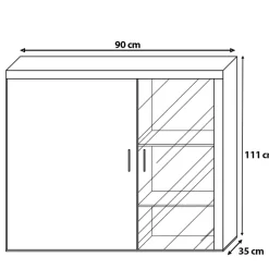 Szafki Wiszące></noscript>JUREK Klasyczna szafka wisząca z witryną do salonu 90 cm SELFI
