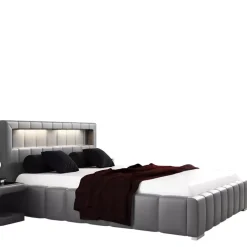 Łóżka Młodzieżowe|Łóżka Nowoczesne>Gruszka Klasyczne łóżko tapicerowane 140x200 szara skóra FLORENCJA