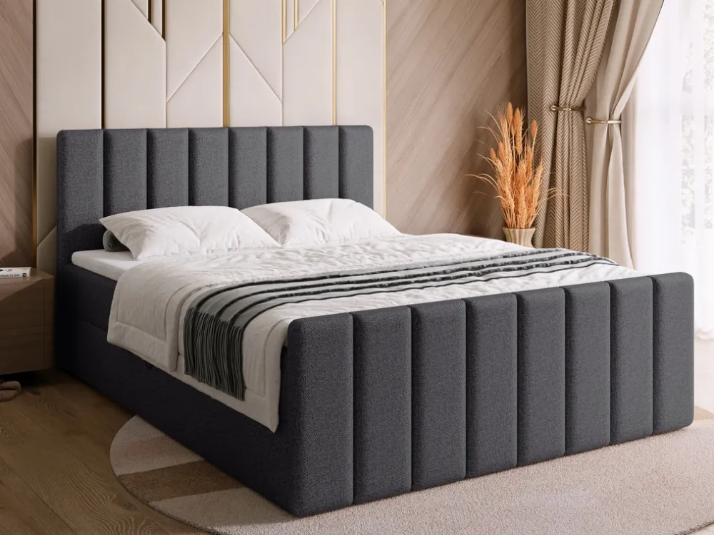 Łóżka Małżeńskie|Łóżka Ze Stelażem>BROMARKT Łóżko 160 x 200 cm kontynentalne do sypialni z pojemnikiem DENVER DUO szare