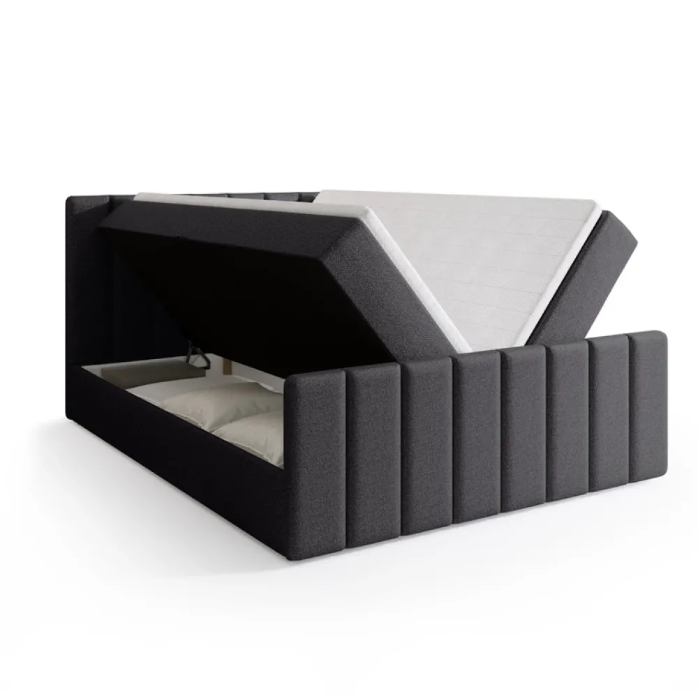 Łóżka Małżeńskie|Łóżka Ze Stelażem>BROMARKT Łóżko 160 x 200 cm kontynentalne do sypialni z pojemnikiem DENVER DUO szare