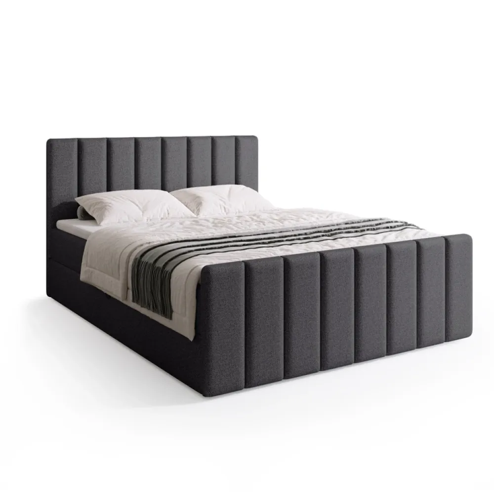 Łóżka Małżeńskie|Łóżka Ze Stelażem>BROMARKT Łóżko 160 x 200 cm kontynentalne do sypialni z pojemnikiem DENVER DUO szare