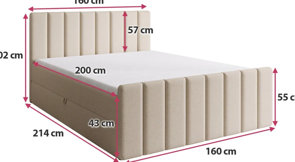 Łóżka Małżeńskie|Łóżka Ze Stelażem>BROMARKT Łóżko 160 x 200 cm kontynentalne do sypialni z pojemnikiem DENVER DUO szare
